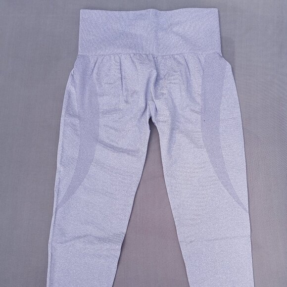 Light Grey Seamless Leggings Smile Contour High Waist Workout Gym Yoga Pants - Picture 2 of 12